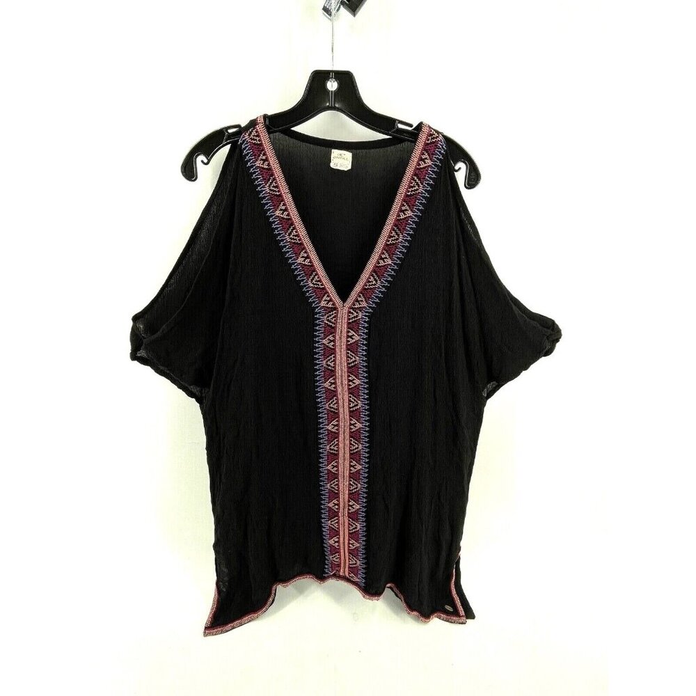 O'Neill Womens XS Beach Swimsuit Cover Up Boho Style Black Embroidery Surf Dress
